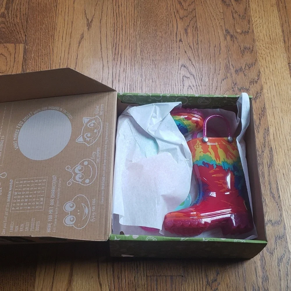 NIB Kids Tie Dye Rain Boot Light Up Western Chief Toddler Size 5